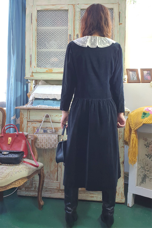 vintage black  velvat  lace dress