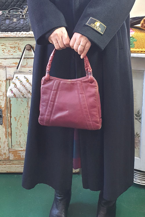vintage  burgundy  leather  bag